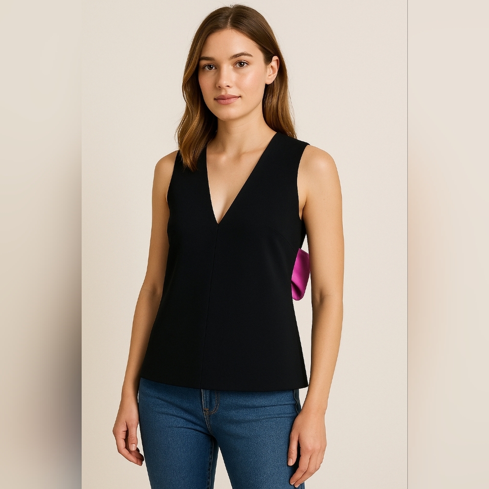 Balenciaga Black Tank With Pink Band At The Back